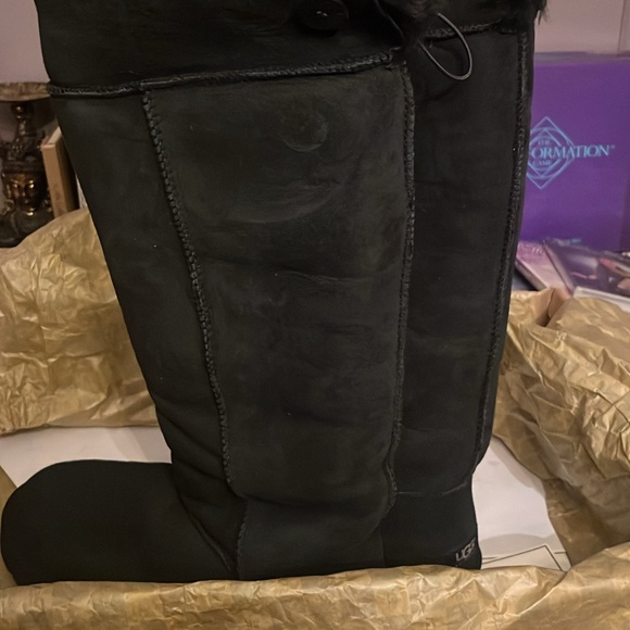 Ugg Over the Knee Bailey Button Fur Lined Suede Boots - Picture 1 of 8